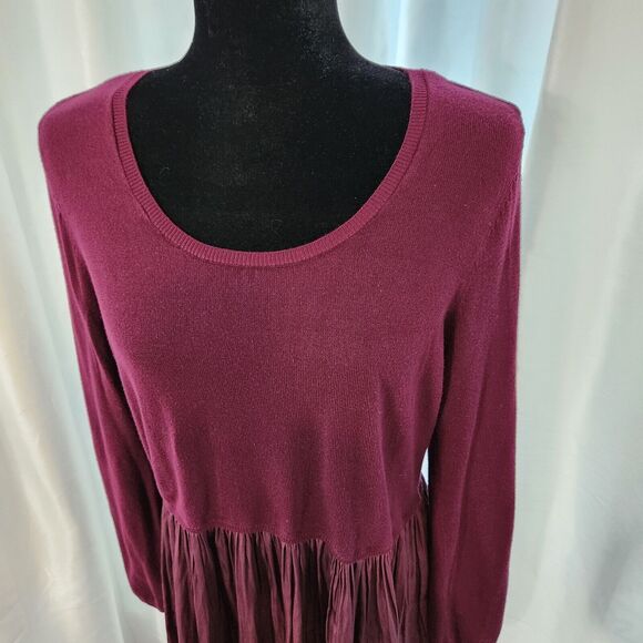 Torrid Womens Size 0 Burgundy Sweater Fit Flare Tunic Sweater Tight Knit Silky - Picture 2 of 11